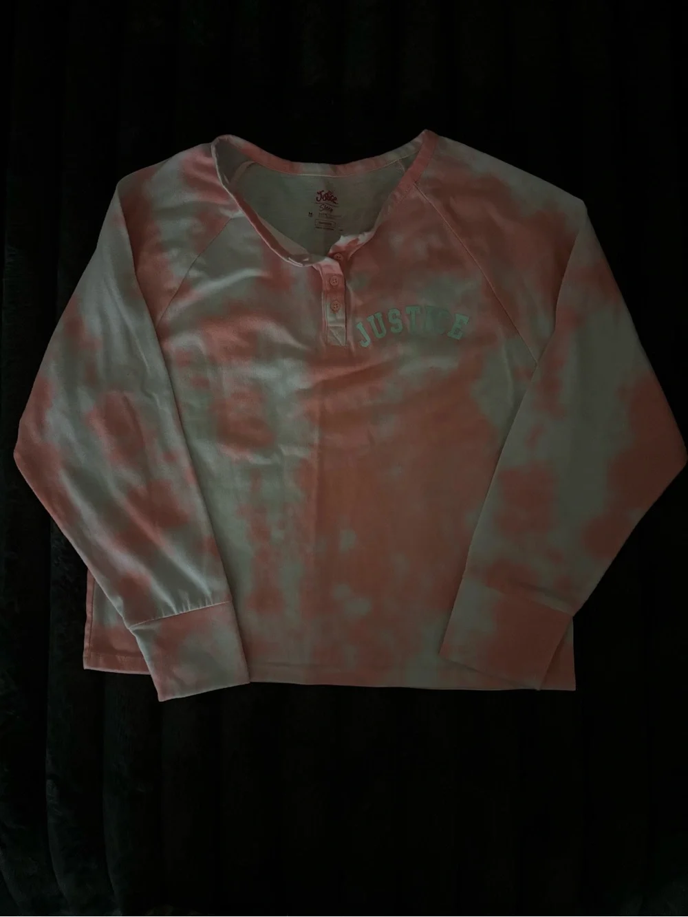 Justice Pink and White Tie-Dye Long Sleeve Pajama Set
